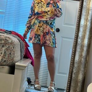 Vibrant Floral Wrap Romper